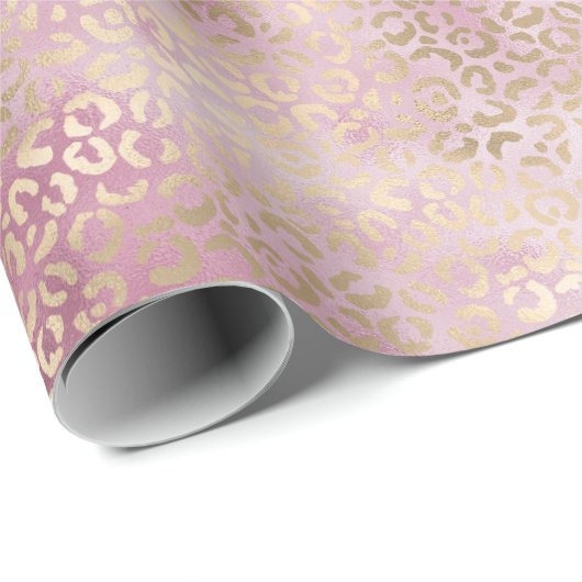 Girly Pink Glam Gold Luipaard Print Cadeaupapier (Rol Hoek)