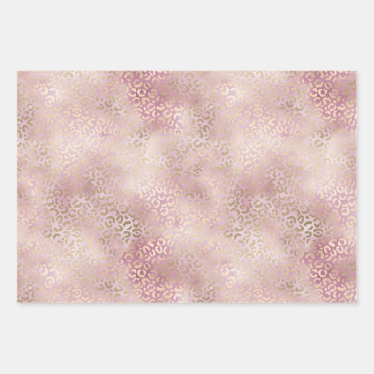 Girly Pink Glam Gold Luipaard Print Inpakpapier Vel (Voorkant)
