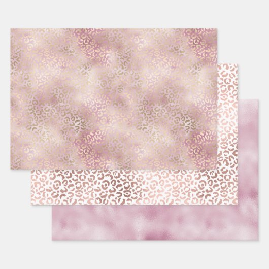 Girly Pink Glam Gold Luipaard Print Inpakpapier Vel (Set)
