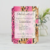 Girly Pink Glam Gold Luipaard Print Kaart (Staand voorkant)