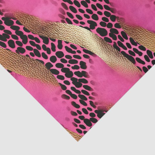 Girly Pink Glam Gold Luipaard Print Tissuepapier (Detail)