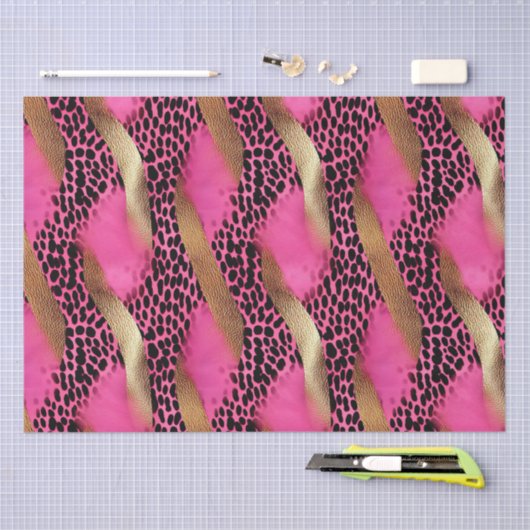 Girly Pink Glam Gold Luipaard Print Tissuepapier (Craft)