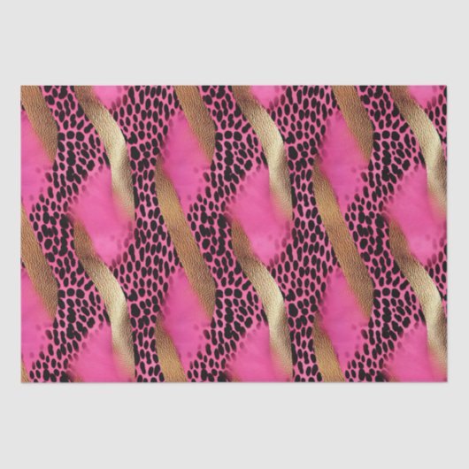 Girly Pink Glam Gold Luipaard Print Tissuepapier (Voorkant)