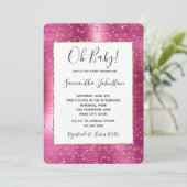Girly Pink Glam Gold Sparkle Confetti Baby shower Kaart (Staand voorkant)
