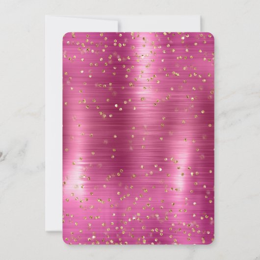 Girly Pink Glam Gold Sparkle Confetti Baby shower Kaart (Achterkant)