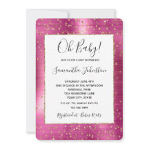 Girly Pink Glam Gold Sparkle Confetti Baby shower