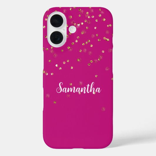 Girly Pink Glam Gold Sparkle Confetti gepersonalis Case-Mate iPhone Case (Achterkant)