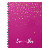 Girly Pink Glam Gold Sparkle Confetti gepersonalis Notitieboek (Voorkant)