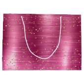 Girly Pink Glam Gold Sparkle Confetti Verjaardag Groot Cadeauzakje (Achterkant)