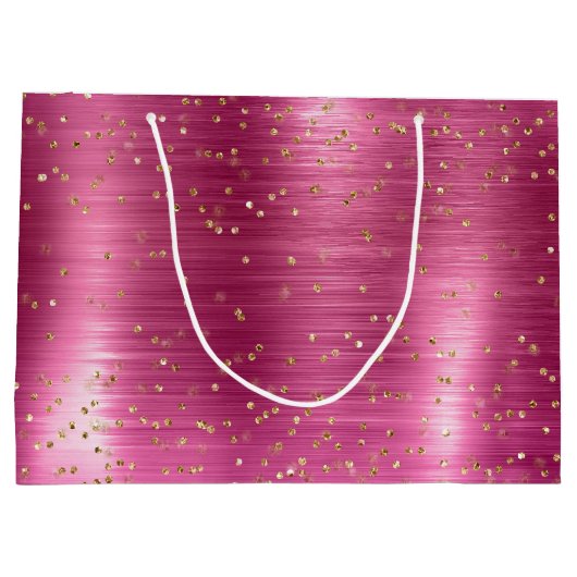 Girly Pink Glam Gold Sparkle Confetti Verjaardag Groot Cadeauzakje (Achterkant)
