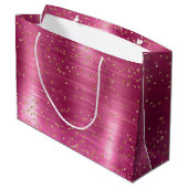 Girly Pink Glam Gold Sparkle Confetti Verjaardag Groot Cadeauzakje (Achterkant Gekanteld)