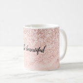 Girly Pink Glam Leopard Print Ombre Glitter Koffiemok (Voorkant rechts)