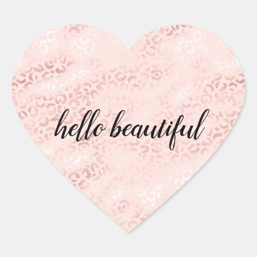 Girly Pink Glam Leopard Print Ombre Hart Sticker (Voorkant)