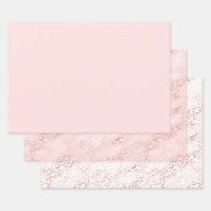 Girly Pink Glam Leopard Print Ombre Inpakpapier Vel