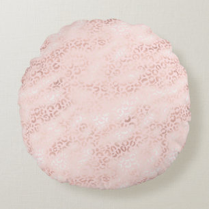 Girly Pink Glam Leopard Print Ombre Rond Kussen