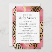 Girly Pink Glam Zwart Goud Luipaard Kaart (Voorkant)