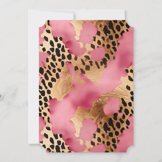 Girly Pink Glam Zwart Goud Luipaard Kaart (Achterkant)