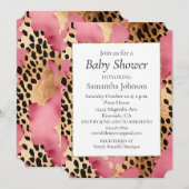 Girly Pink Glam Zwart Goud Luipaard Kaart (Voorkant / Achterkant)