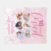 Girly Pink Glitter 18th Birthday Photo Collage Fleece Deken (Voorkant (Horizontaal))