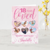 Girly Pink Glitter 18th Birthday Photo Collage Kaart (Gele Bloem)
