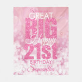 Girly Pink Glitter 21e verjaardag Fleece Deken (Voorkant)