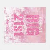 Girly Pink Glitter 21e verjaardag Fleece Deken (Voorkant (Horizontaal))
