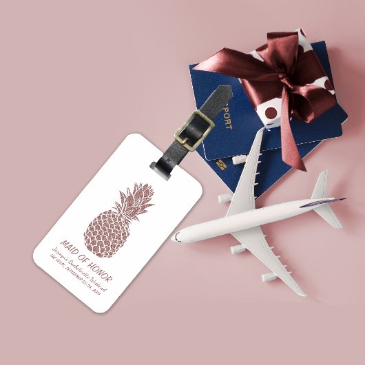 Girly Pink Glitter Ananas Bachelorette Party Bagagelabel