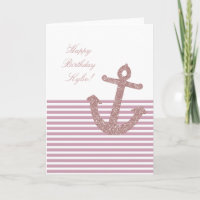 Girly Pink Glitter Anker Verjaardag