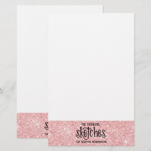  Girly Pink Glitter Artist Briefpapier (Voorkant / Achterkant)