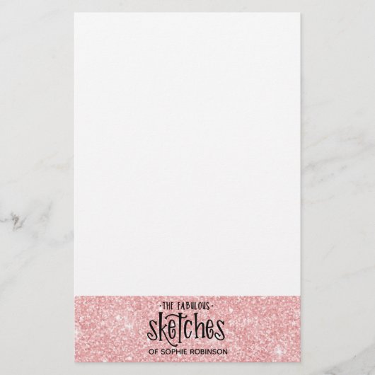  Girly Pink Glitter Artist Briefpapier (Voorkant)