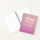 Girly Pink Glitter Artist Sketchbook met naam Notitieboek (Binnen)