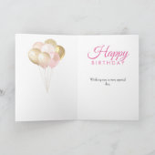 Girly Pink Glitter Balloons 16th Birthday Kaart (Binnen)