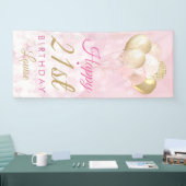 Girly Pink Glitter Balloons 21e verjaardag Spandoek (Beurs)