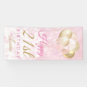 Girly Pink Glitter Balloons 21e verjaardag Spandoek (Horizontaal)