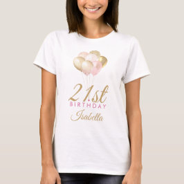 Girly Pink Glitter Balloons 21e verjaardag T-Shirt