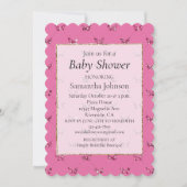 Girly Pink Glitter Butterflies Baby shower Kaart (Voorkant)