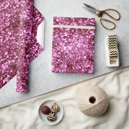 Girly Pink Glitter Cadeaupapier (Crafts)