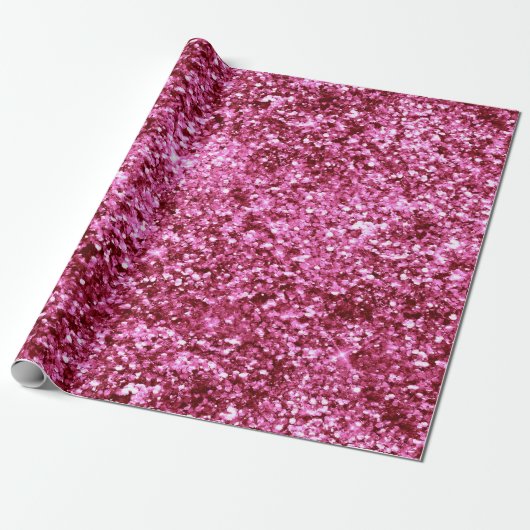 Girly Pink Glitter Cadeaupapier (Uitgerold)