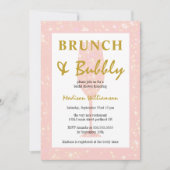 Girly Pink Glitter Champagne Brunch en Bubble Kaart (Voorkant)