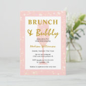 Girly Pink Glitter Champagne Brunch en Bubble Kaart (Staand voorkant)