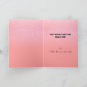 Girly Pink Glitter Confetti 12 Foto Birthday Kaart (Binnen)