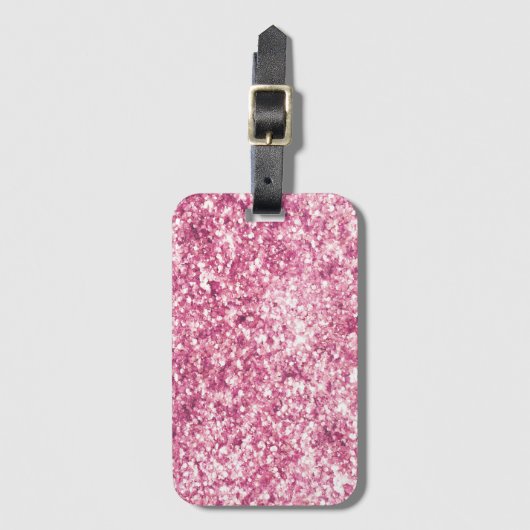 Girly Pink Glitter Confetti Bagagelabel (Voorkant (verticaal))