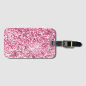 Girly Pink Glitter Confetti Bagagelabel (Voorkant (horizontaal))