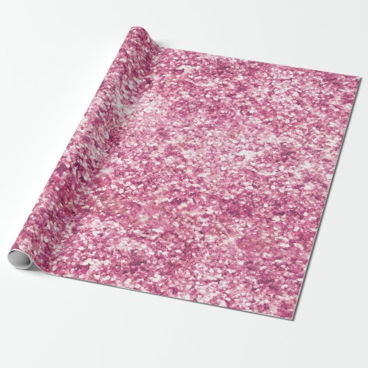 Girly Pink Glitter Confetti Cadeaupapier (Uitgerold)