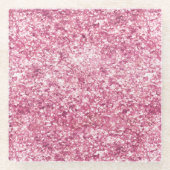 Girly Pink Glitter Confetti Glazen Onderzetter (Voorkant)