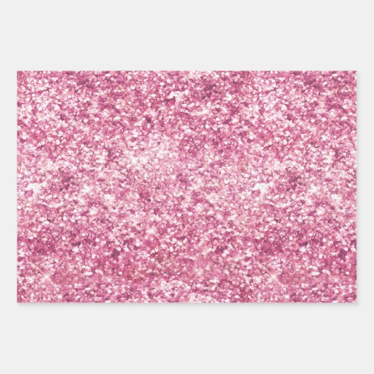 Girly Pink Glitter Confetti Inpakpapier Vel (Voorkant)