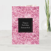 Girly Pink Glitter Confetti Kaart (Voorkant)