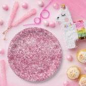 Girly Pink Glitter Confetti Papieren Bordje (Feest)
