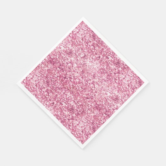 Girly Pink Glitter Confetti Servet (Hoek)
