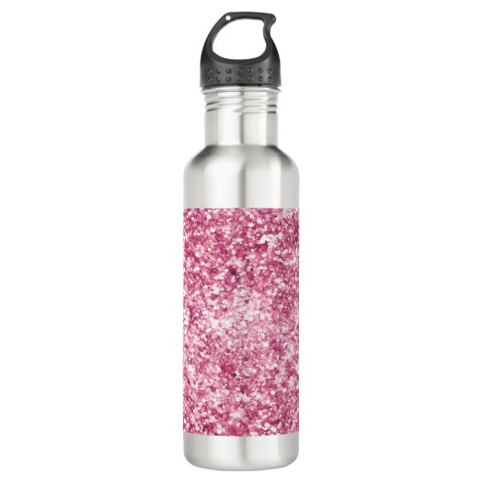 Girly Pink Glitter Confetti Waterfles (Voorkant)